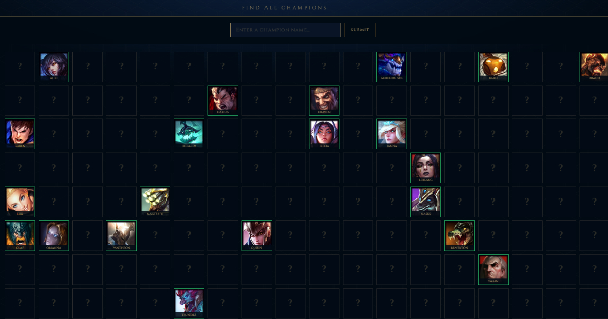 Guess All LoL Champions — game preview